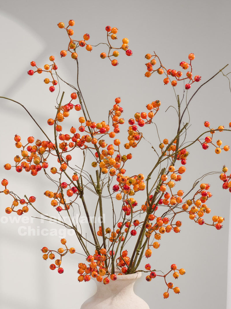 43" Faux Berry Large Branch - Artificial Plant - Orange faux plants