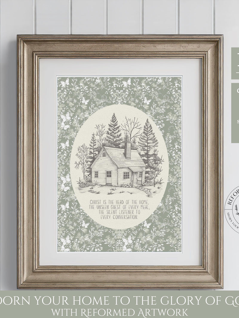 Christ Is the Head of this House Vintage Christian Art Rustic Christian House Warming Gift New Home Christian Quote Floral Butterfly Sage house warming flower