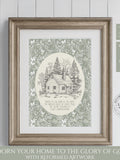 Christ Is the Head of this House Vintage Christian Art Rustic Christian House Warming Gift New Home Christian Quote Floral Butterfly Sage house warming flower