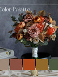 Boho Terracotta Bridal Bouquet: Artificial Silk Wedding Flowers Bouquet