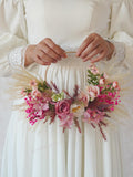 Blush Pink Bridal Floral Hoop,Alternative Bridesmaids Floral Hoop,Romantic Pink bride,Boho Bouquet,Pampas Grass Bouquet,Silk Flower Bouquet Bouquet