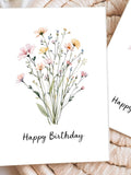 Wildflower Happy Birthday Printable Card, Minimalist Watercolor Floral Birthday Card for Her, Birthday Gift for Mom birthday flower