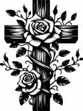 8 Floral cross SVG Ð 8 Roses on wood cross PNG Ð Christian clipart for memorial decor, Easter crafts, sympathy cards, and tattoos sympathy flower