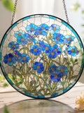 Forget - Me - Not Stained Glass Suncatcher | Remembrance & Sympathy Gift | Floral Window Decor | In Loving Memory | Botanical Glass Art sympathy flower