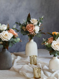 Silk Bud Vase Bouquet Set - Keepsake Wedding Centerpiece Decor - Faux Flowers Bouquet