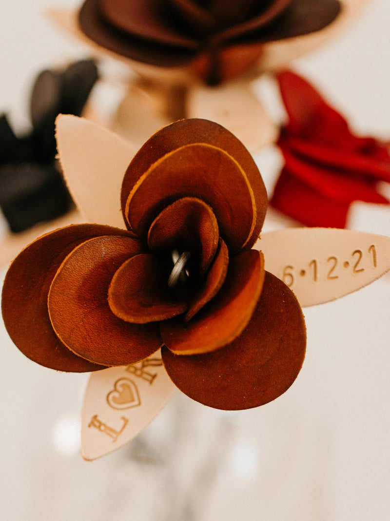Leather Rose with Date and Initial | Leather Rose | Anniversary gifts for him | Anniversary gifts for her | 3rd year anniversary gift ANNIVERSARY