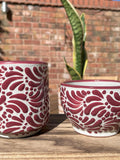NEW! Mexican Traditional Talavera Ceramic Mugs - Tea or coffee mug, white and burgundy! Perfect house warming and moving in gifts! house warming flower