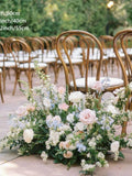 Blush Pink Light Blue Wedding Aisle Floor Flower, Artificial Rose Delphinium Floral Arrangement wedding flower