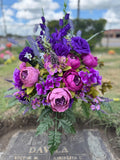 Purple Cemetery Flowers, Grave Vase Arrangement, Memorial Flowers for Headstone, Artificial Floral Tribute, Gravesite Decoration, Sympathy sympathy flower