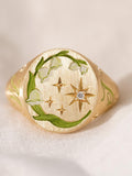 Custom Birth Flower Ring, Flower Enamel Ring, Lily Of The Valley Flower, Hand Painted Jewelry, Birthday Gift , Personalized Gift For Her birthday flower