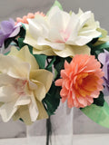 Handmade Origami Paper Flower Bouquet - Gardenias, Roses, Dahlias. Keepsake Gift and Centerpiece. house warming flower