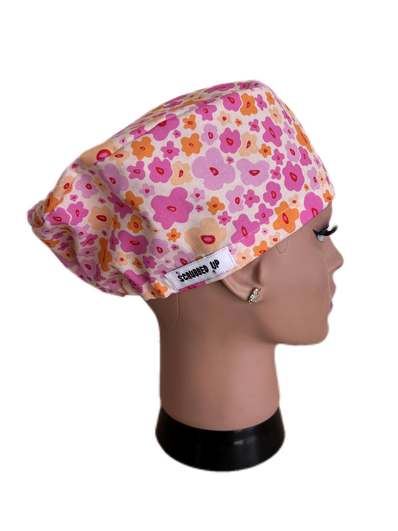 Retro flower scrub cap - surgical cap for women, scrubs, for nurse, surgeon, vet, operating room staff FLOWER DELIVERY