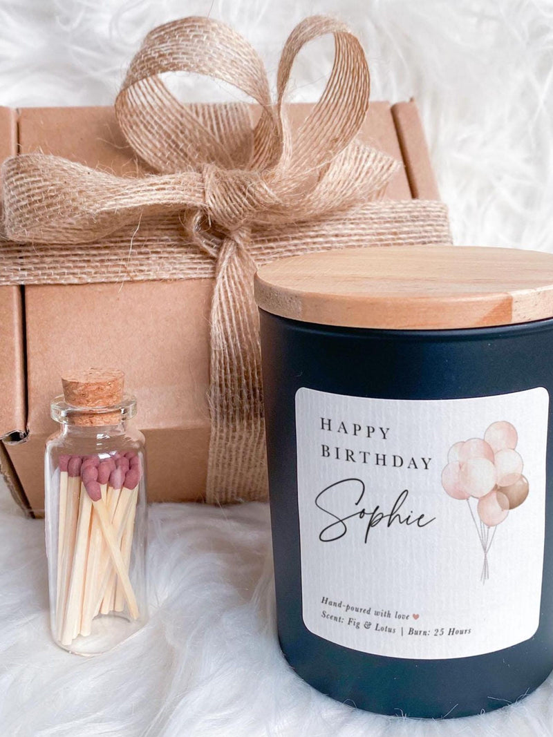 Personalised Birthday Candle Gift Set for Her Elegant Balloon Design Jar Daughter Mum Sister Keepsake Present 16th 18th 21st 30th 40th 50th birthday flower