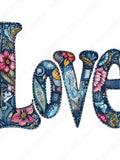 Floral Love Word Clipart, Printable Romantic Lettering (Digital Download) Love Romance Flower
