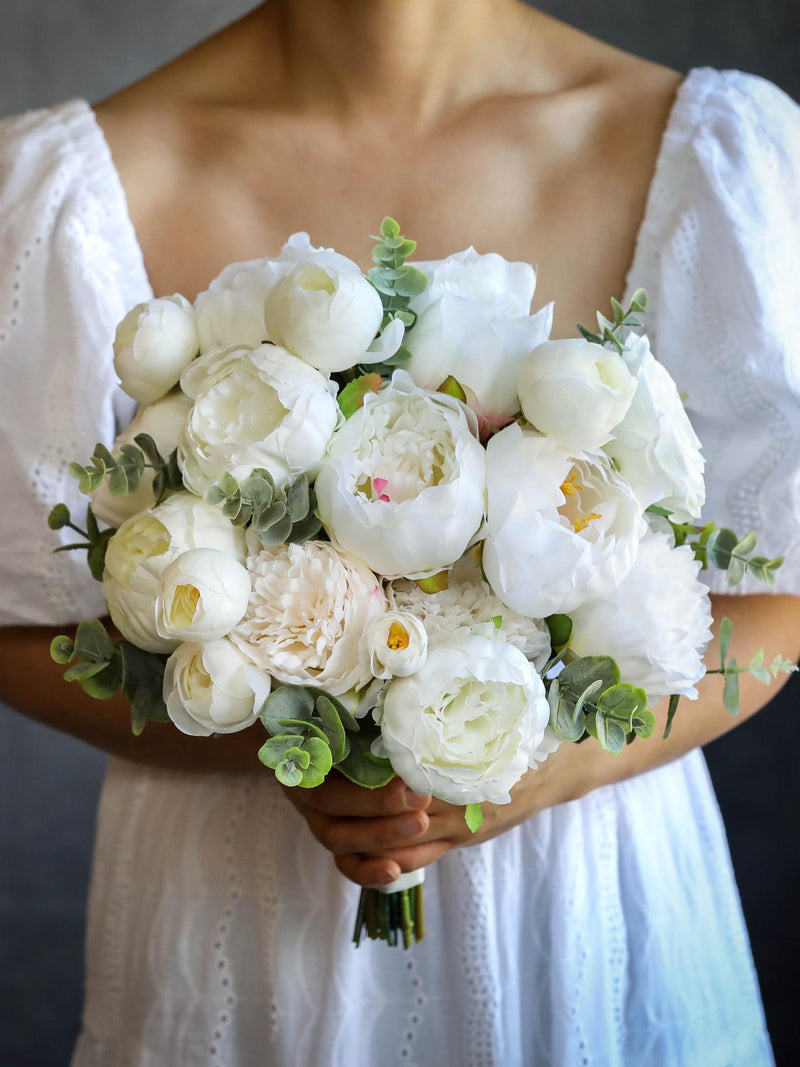 Peony Artificial Wedding Bouquet, Silk Bridal Flowers wedding flower