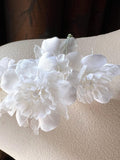 WHITE Silk Flower Blossoms #2: (Set of 5) Bridal, Hair Pins, Boutonnieres, Corsages MF-Thai silk flower