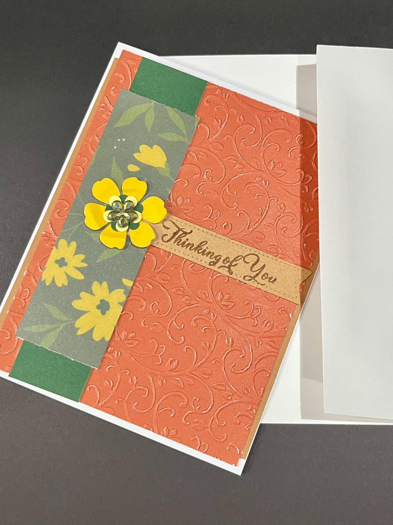 Thinking of You ( yellow flower & terracotta) sympathy flower