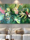 Original Abstract Green Plants Oil Painting on Canvas Large Wall Art Modern Textured Acrylic Painting Living Room Wall Art Spring Wall Art house warming flower