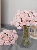 27heads Pink Roses Peony Artificial Flowers Silk Bouquet for Table Vase Arrange Home Wedding Decoration Roses Fake Flower, Artificial Flower silk flower