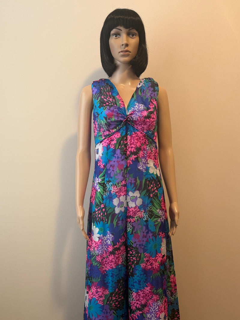 70's Bard's Floral Palazzo Jumpsuit flower spore