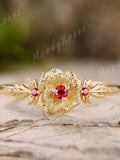 Unique Floral Ring, Poppy Ring, Birthday Flower Ring, Nature Inspired Leaf Ring, Dainty Ring Promise, Flower Jewelry, Anniversary Gift birthday flower