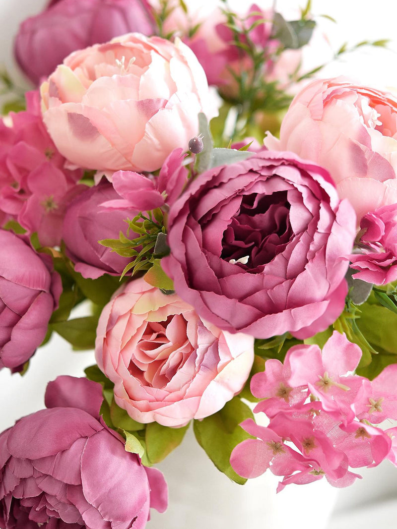 FiveSeasonStuff 1 Stem Mixed Fandango Silk Peonies Artificial Flower Bouquet FLOWER DELIVERY
