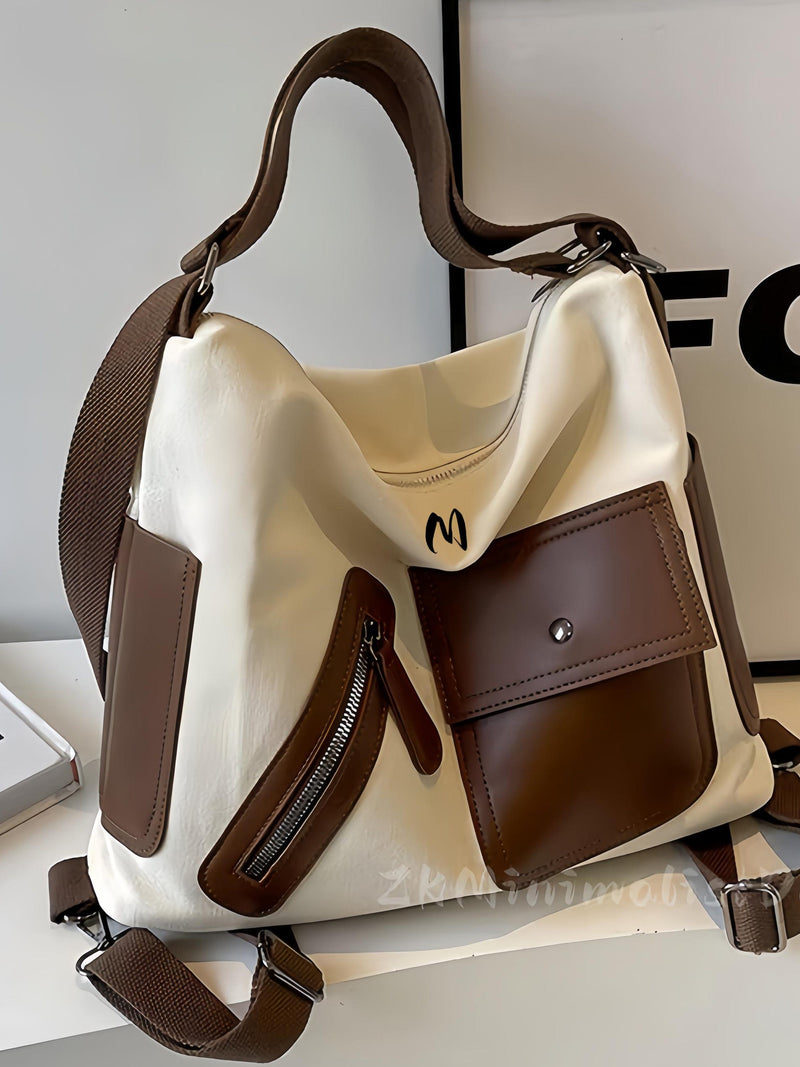 Custom Embroidery Convertible Canvas Backpack, Commuter Travel Shoulder Daypack silk flower