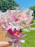 Crochet Lily Flowers Bouquet,Tulip,Lily of the Valley,Rose,Daisy,poppy,Lavender Bouquet,Birthday,Anniversary,Valentine's Day Gifts Bouquet