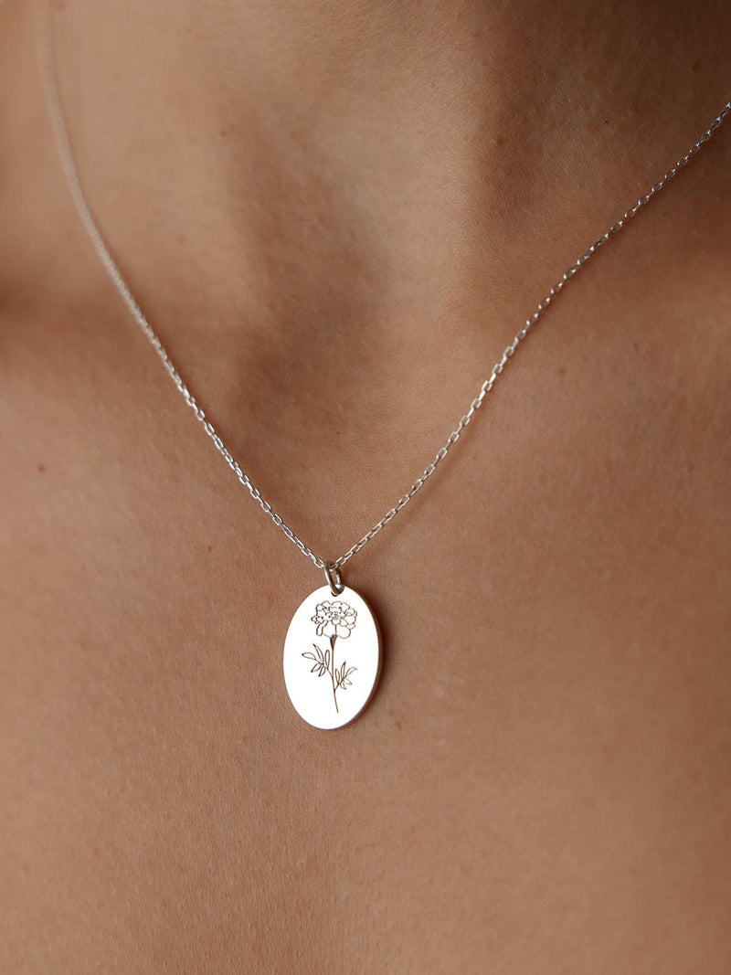 Sterling Silver Birth Flower Necklace, Floral Jewelry Gift birthday flower