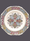 Antique Victorian-age Copeland Spode Primrose Multicolor Starflower handled serving plate made England. flower spore