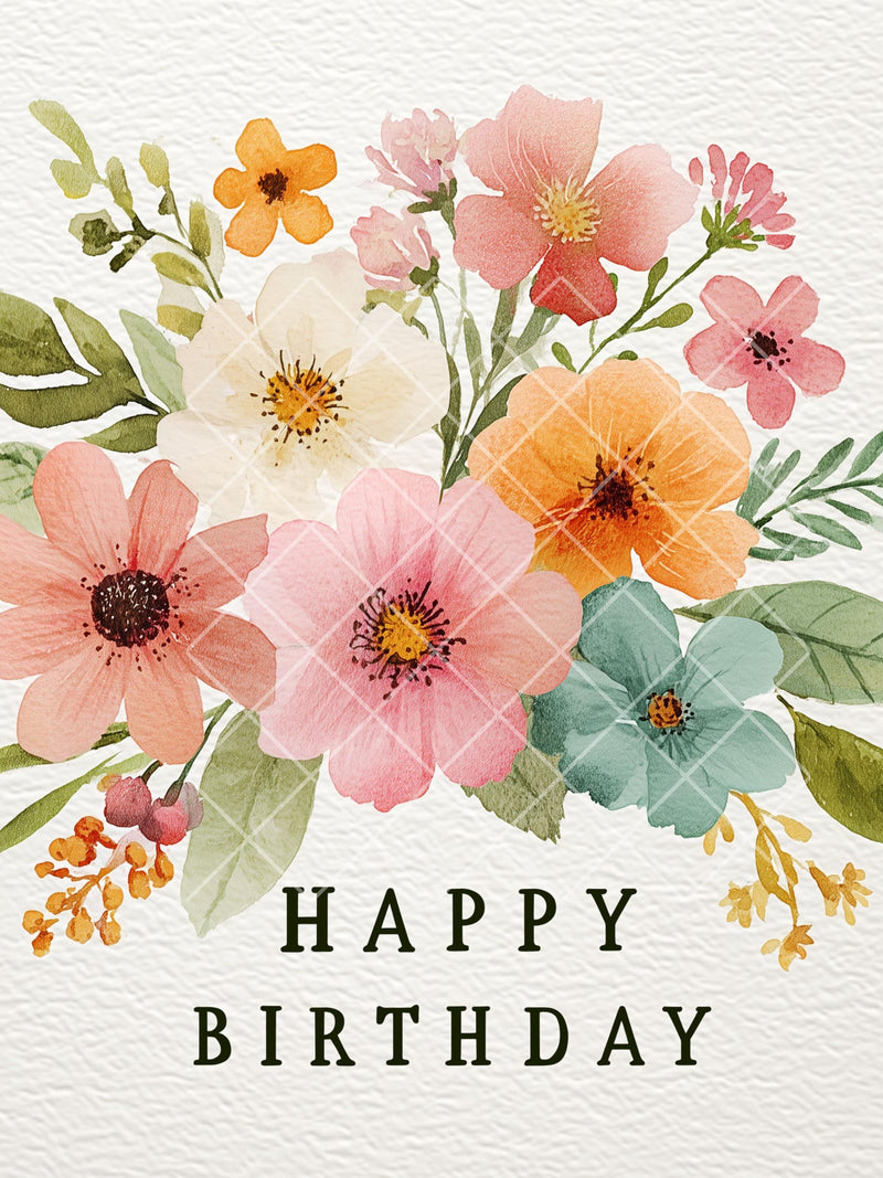 Watercolor Floral Birthday Clipart Bundle: Printable Flower Designs (Digital Download birthday flower