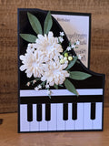3D Piano Birthday Card with Flowers: Handmade Music Box birthday flower