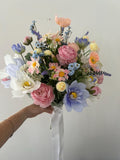 Bridal Bouquet Ð Pastel toned florals & greenery | Faux Wedding Flowers | Wildflower Bouquet | UK Handmade wedding flower