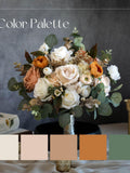 Neutral Silk Flower Bridal Bouquet, Earth Tone Wedding Set, Artificial Wedding Flowers Bouquet