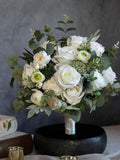 White Eucalyptus Wedding Bouquet, Sage Silk Flowers, Artificial Wedding Flower Bouquet