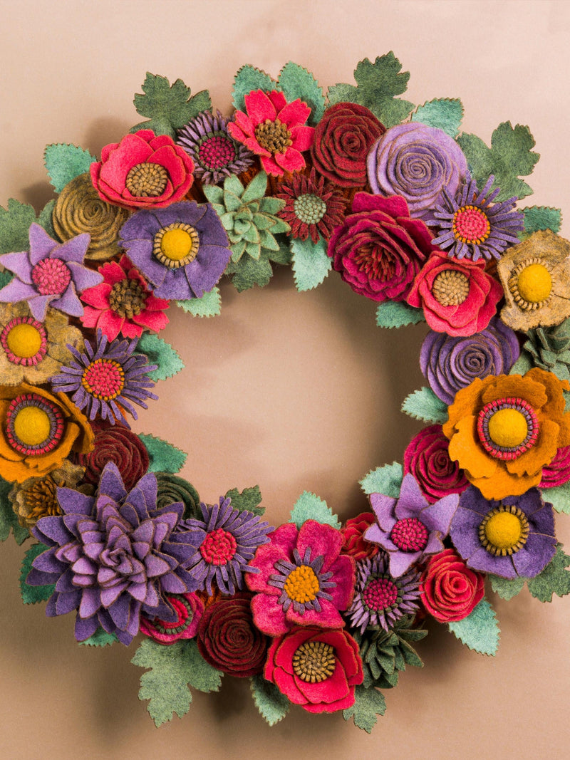 Felt Flower Wreath: Cheerful Home Decor, Birthday Gift house warming flower