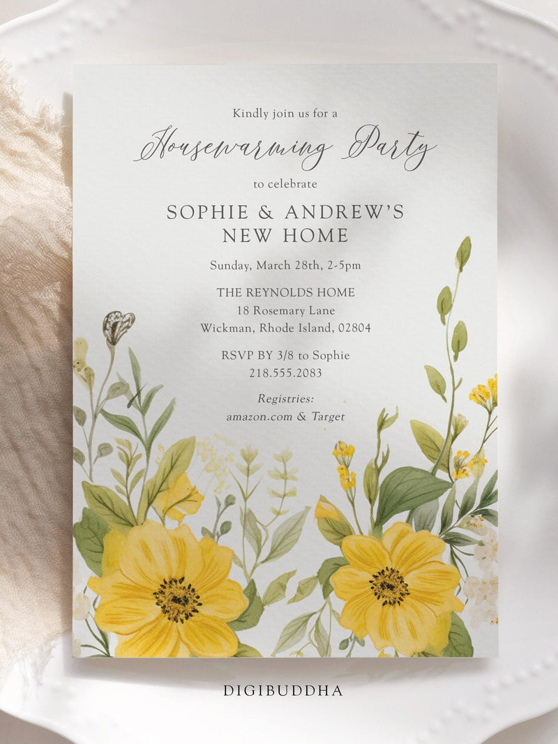 Watercolor Flowers Home Sweet Home Housewarming Invites, Housewarming Party Invitations, Watercolor Wildflower Housewarming Invitations house warming flower