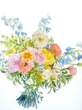 Custom Watercolor Wedding Bouquet Painting: Personalized Floral Art Keepsake Bouquet