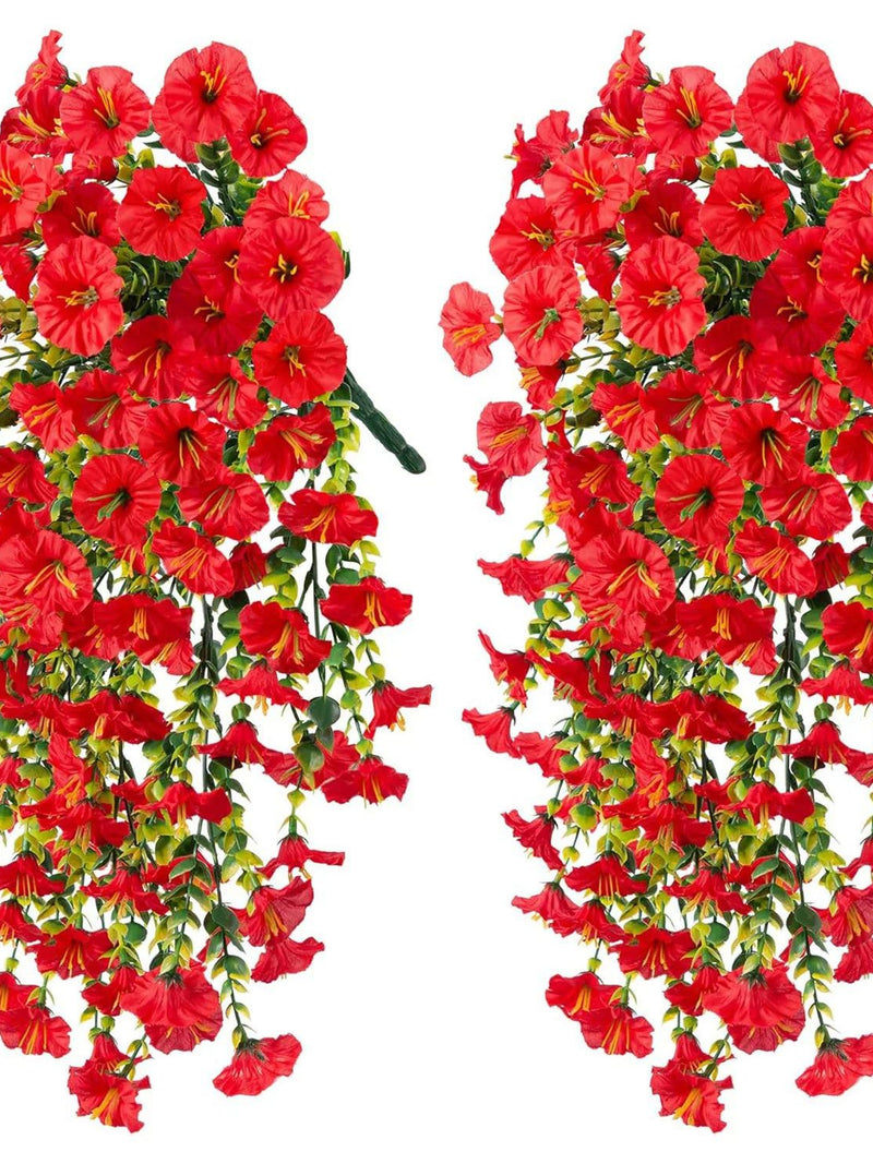Artificial Morning Glory & Eucalyptus Hanging Wall Decor Ð 75cm Fake Flowers Plants for Wedding, Home, Garden, Party Decoration faux plants