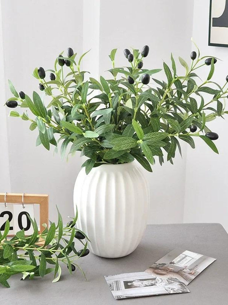 45CM Artificial Olive Branches Ð Green Leaf Simulation Plants with Fruit for Wedding Arrangements, Home, Hotel & Photo Prop Decor faux plants