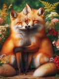 Fox Couple Hugging, Romantic Animal Art, Love Woodland Print, Digital Download, Nature Wall Decor, Desktop Wallpaper, Lock Screen Art Love Romance Flower