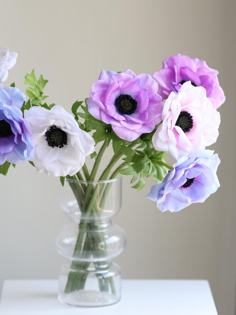 Faux Anemone Flower: Real Touch White, Blue, Purple, Pink - 15" Floral Decoration FLOWER DELIVERY