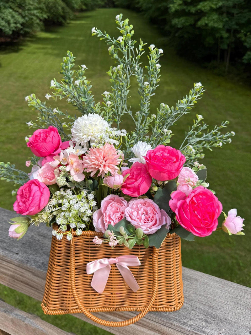 Timeless Blossom Basket Ð Artificial Floral Arrangement in Woven Basket | Sympathy Gift | Home Decor | GigiÕs Eternal Blooms sympathy flower