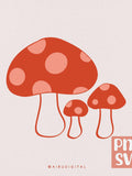 Hand Drawn Whimsical Red Mushroom 2, PNG SVG Handdrawn Lineart, Icon Doodle, Harvest Season, Clipart, Fall Outline, Quirky Autumn Decoration flower spore