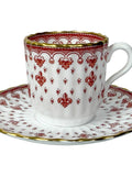 Vintage Spode Bone China Demitasse Cup & Saucer Ð Red Fleur-de-Lys Pattern, England flower spore