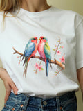 Lovebirds Image: Romantic Parrot Pair with Flowers (JPG & PNG) Love Romance Flower