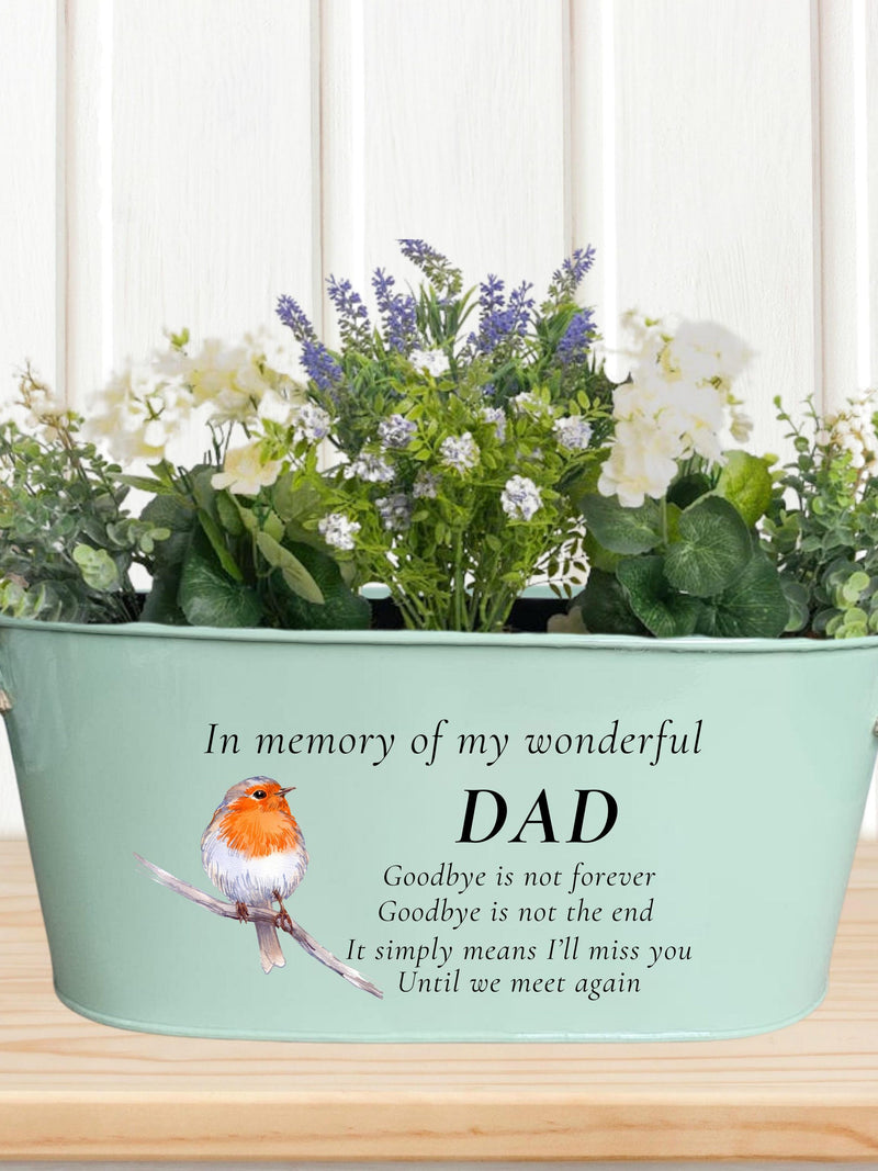 Personalised Memorial Planter: Robin Design, In Loving Memory sympathy flower