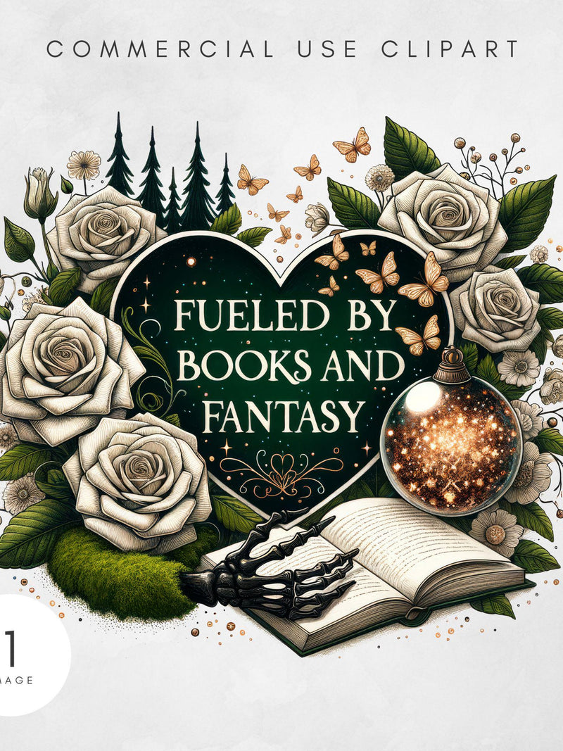 Books And Fantasy Romance PNG Reading Lover Sublimation Design Floral Magic Bookish Digital Download File Fueled By Magic Books Single PNG Love Romance Flower