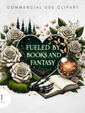 Books And Fantasy Romance PNG Reading Lover Sublimation Design Floral Magic Bookish Digital Download File Fueled By Magic Books Single PNG Love Romance Flower
