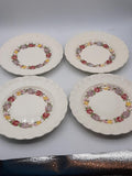 Vintage Spode Copeland Rose Briar Wicker Bread & Butter Plates Set of 4 England flower spore